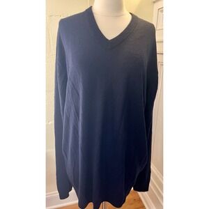 NWT Hart Schaffner Marx Sweater Mens Blue Extra Fine Merino Wool Pullover 2XT